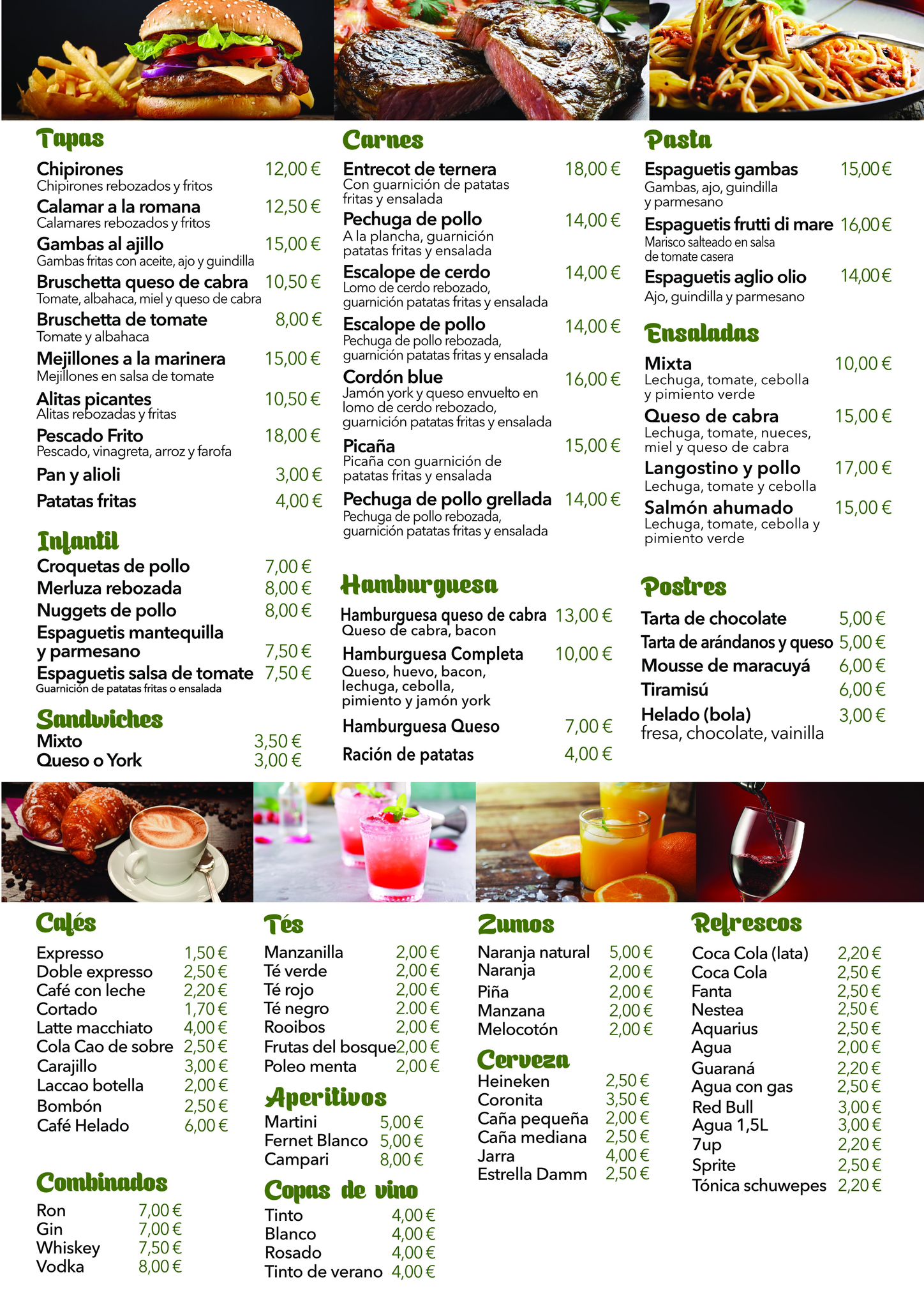 Carta completa del Biergarten Café-Bar